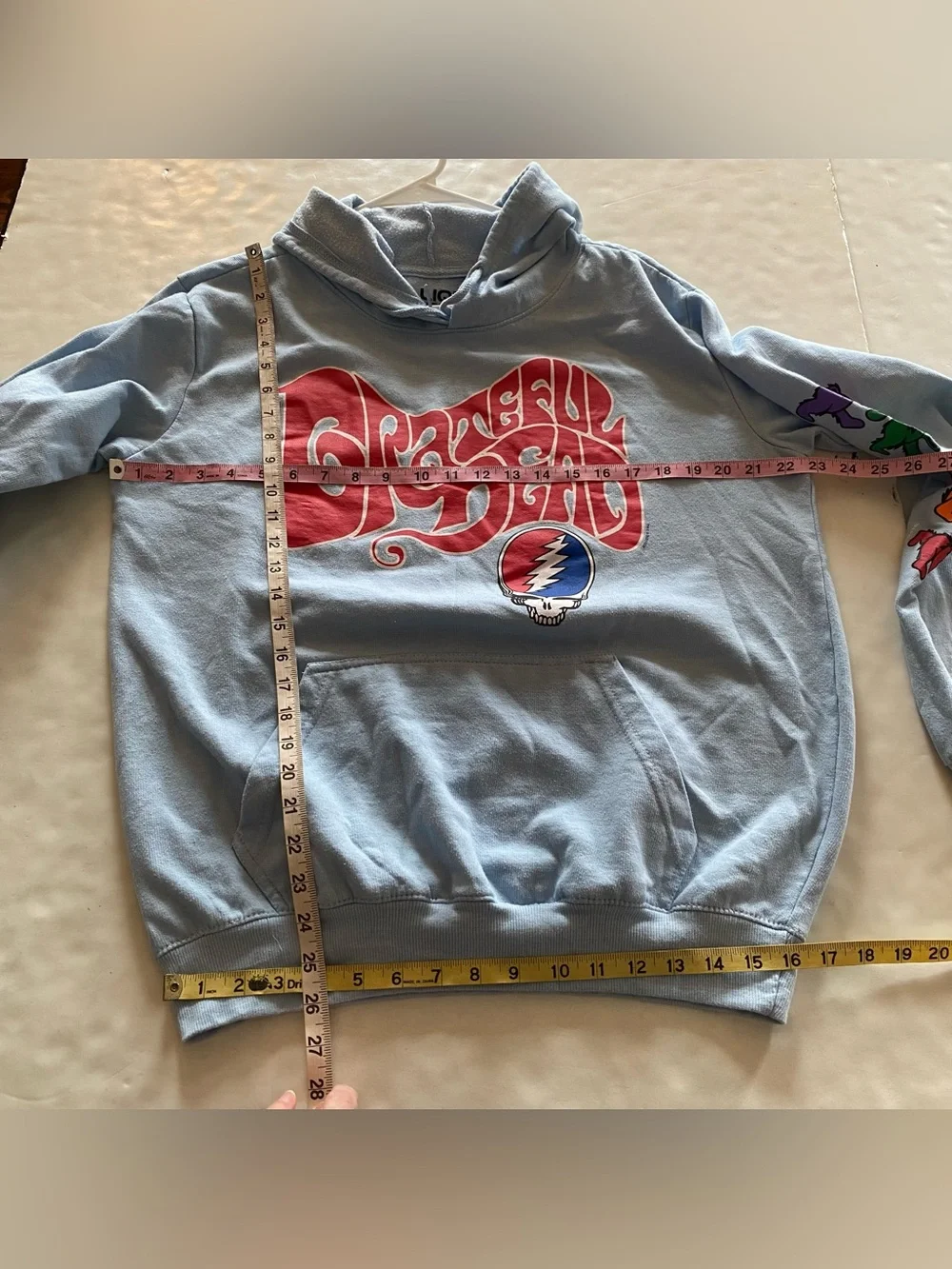 Grateful Dead Hoodie Sweatshirt Pullover Mens Size Medium Unisex Liquid Blue